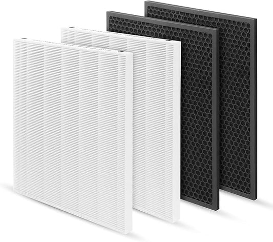116130 Filter H Replacement Compatible with 5500-2 Air Purifier - Pack of 2 + 2 Activated Carbon Filters