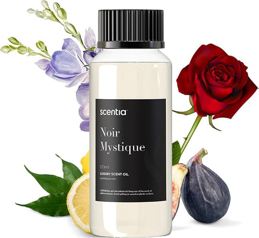 Noir Mystique – Hotel-Inspired Diffuser Oil, 120ml (0.67 fl oz) | Essential Oil Blend of Rose, Bergamot, Lemon & Musk | Luxury Aroma for Aromatherapy Diffusers & Humidifiers