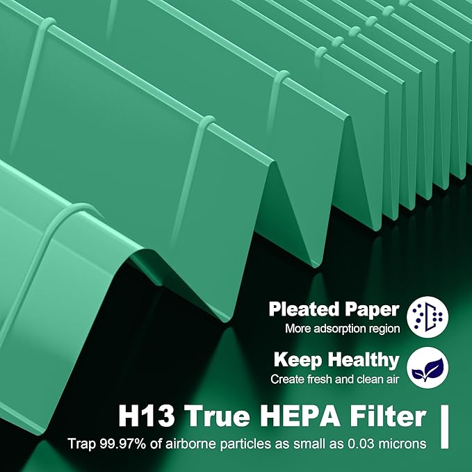 C545 True HEPA Replacement Filter S Compatible with Winix C545 Air Purifier 1712-0096-00 and 2522-0058-00, 2 x Green H13 True HEPA Filter + 8 x Black Activated Carbon Filters