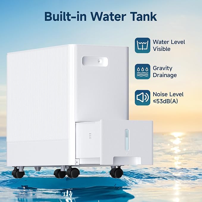 35 Pints Dehumidifier for Basement with Drain Hose,3000 Sq.Ft Dehumidifiers for Home,With 24-Hour Timer Function,Automatic Defrost,Multiple Dehumidification Modes,Suitable for Large Rooms