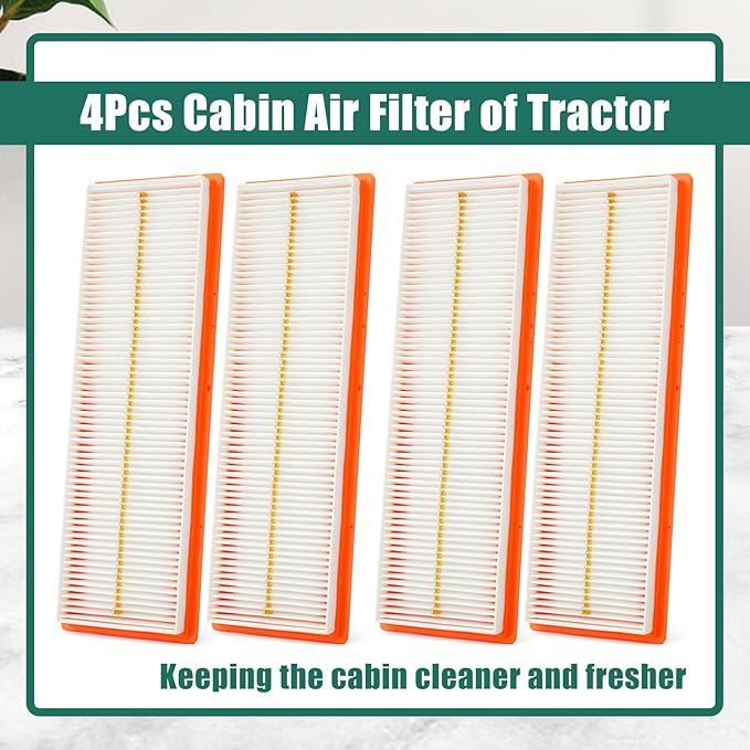 YUXIVCNE 4Pcs RE198488 Cabin Filter Compatible with John Deere Tractor 5525 5320 5325 5420 5425 5520 5525 5603 5625 5725 6100D 6110D 6115D 6125D 6130D 6140D 6403 6603 Replace RE73220 PA30086 WP10160