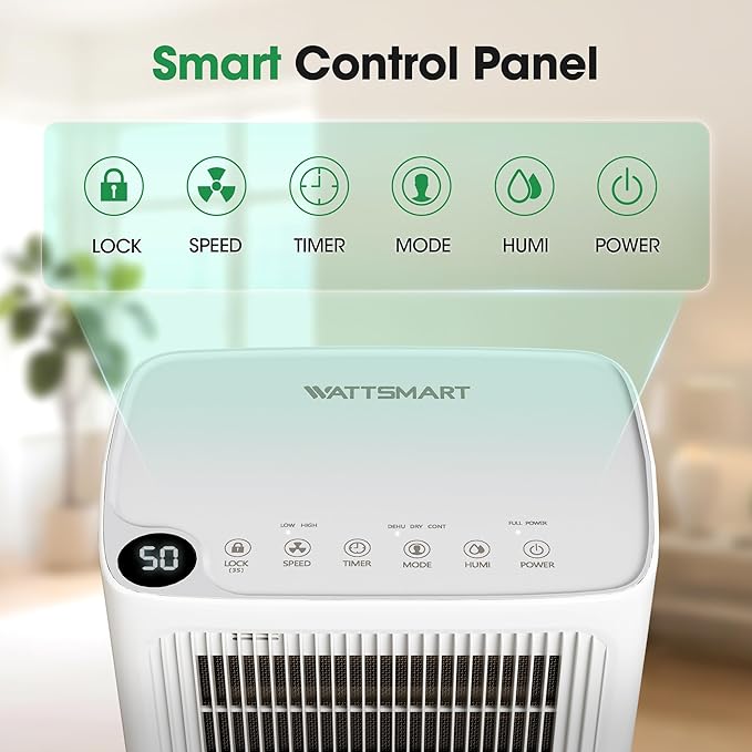 Dehumidifiers for Home with Drain Hose,55 OZ Water Tank, 2500 Sq.Ft 35 Pints Dehumidifiers for Basement, Bathroom, Bedroom, Three Modes, Smart Humidity Control, Dry Clothes, 24H Timer, White