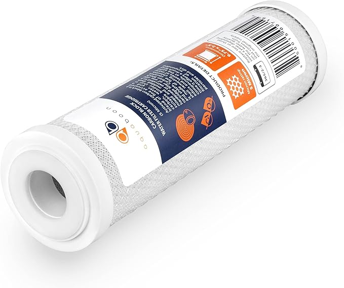 Aquaboon 5 Micron 10 x 2.5 Carbon Block Water Filter Cartridge CTO Whole House Water Filter Replacement Compatible with WHKF-WHWC, FXWTC, 2-PACK