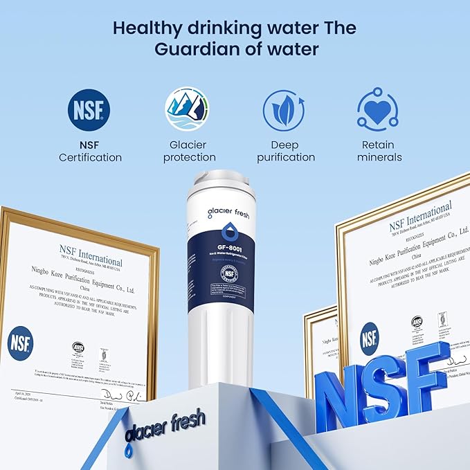 GLACIER FRESH UKF8001 Compatible with Whirlpool Refrigerator Water Filter 4, EDR4RXD1, EveryDrop Filter 4, 4396395, Maytag UKF8001, UKF8001AXX, WHR4RXD1, KAD4RXD1, 46-9006, Puriclean II, Pack of 1
