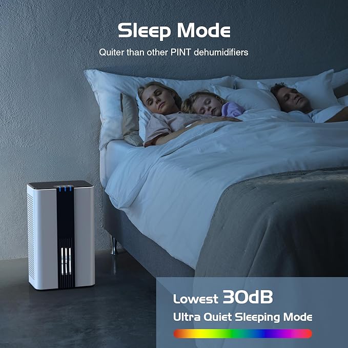 Dehumidifier, COLAZE Dehumidifiers for Home (850 Sq.Ft), 86OZ Water Tank Dehumidifier for Basement Bedroom Bathroom RV Closet, Dehumidifiers with 2 Working Modes, Timer, Auto Shut Off, 7 Colors Light