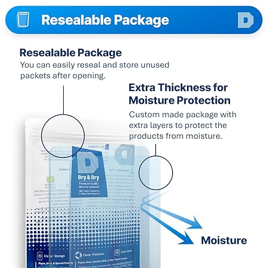 500 Gram Pack of 1"Dry&dry" Silica Gel Packet Desiccant Dehumidifiers