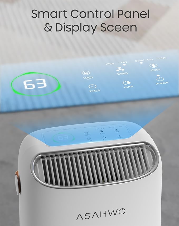 Dehumidifier for Basement,Home,Bathroom,Bedroom 45 pint/Day 4500 Sq ft Dehumidifiers with Drain Hose,Most Efficient Energy Star 2025,Intelligent Humidity Control,3 Modes,24H Timer (45 Pint)