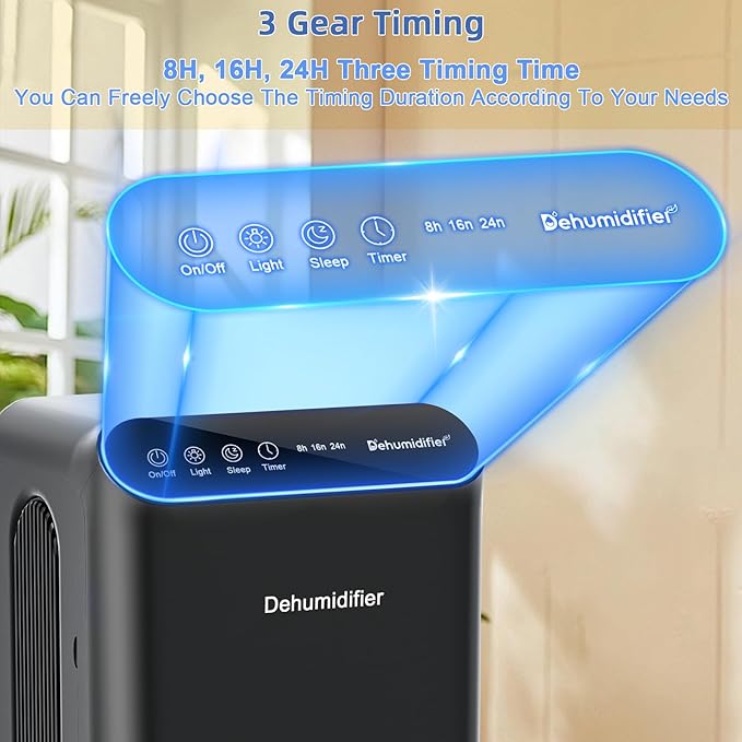 Dehumidifiers for Home, Up to 800 Sq.ft, 86oz Water Tank, Dehumidifiers for Bedroom with Essential Oil Diffuser, 7 Color LED Light, 24H Timer, Auto Shut-off, Ideal for Bathroom Basement Closet RV