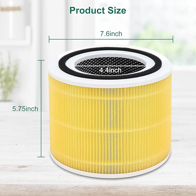 2 Pack Core 300/Core P350 Compatible with LEVOIT Core P350/Core 300 and Core 300S, Grade True Filter High-Efficiency Activated Carbon, Compare to Part # Core 300-RF (Yellow-2 Pack)