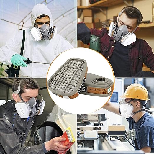 6001 Activated Carbon Filter Cartridges Replacement for Gas Respirator, Pack of 2 Individual Filter Cartridges, Suitable for 6100/6200/7501/7502/6502/6800