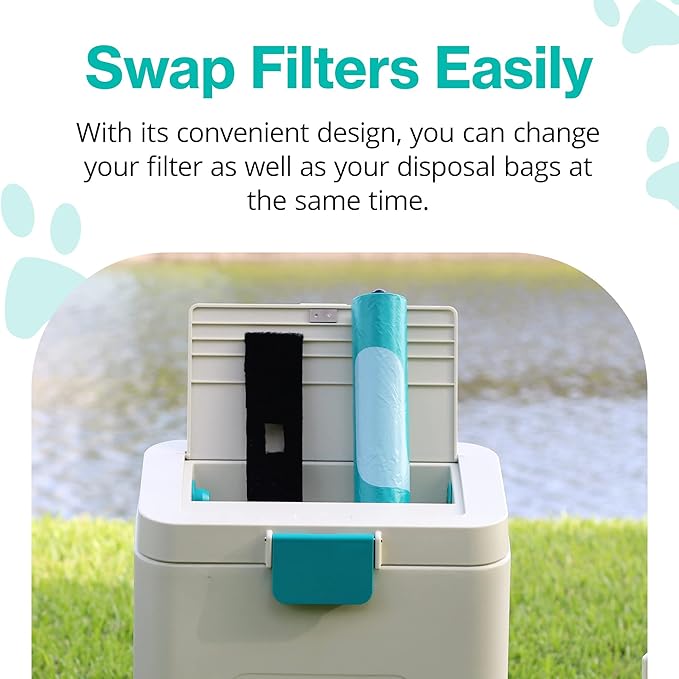 PawPail Activated Carbon Filter for Pet Litter and Trash Cans, Durable Long-Lasting Odor Absorber, Easy to Attach Freshener for Pet Waste Stations | Lasts Up to 3 Months - Black