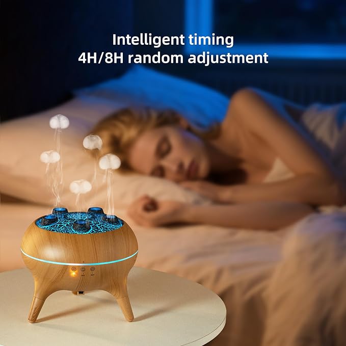Essential Oil Diffuser 250ML,Jellyfish Diffuser Volcano Diffuser Air Humidifiers Sound Pickup Ultrasonic Aromatherapy Remote Control 7Color Lights for Home Bedroom Office Hotel (Wood Color)