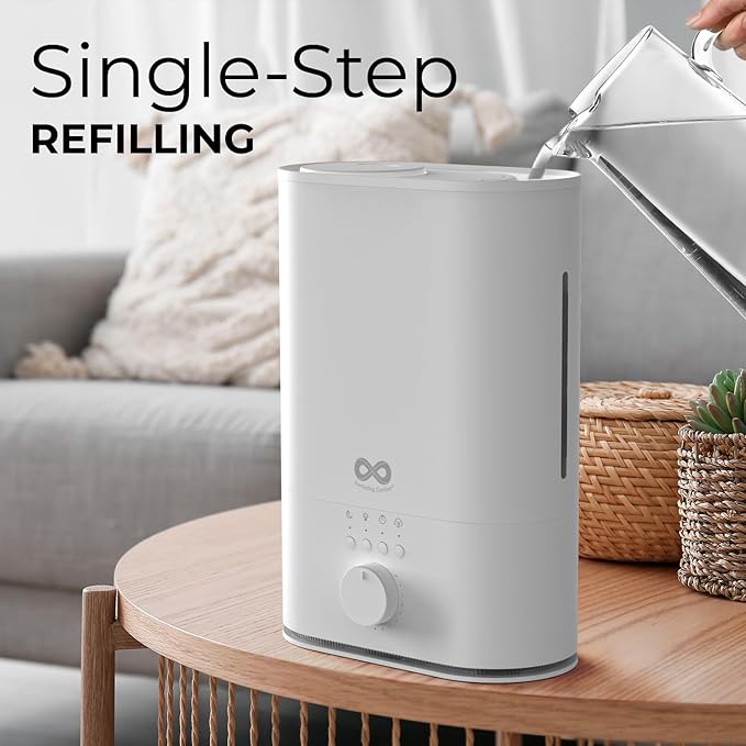 Everlasting Comfort Large Room Humidifiers, Top Fill 6L Ultrasonic Humidifier for Bedroom, 60HR Runtime, High Mist Output, Easy to Use & Clean, for Home, Baby, Plants, Congestion, Indoor