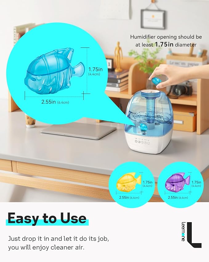 Leemone Humidifier Cleaning Fish for Humidifiers & Fish Tanks, 10 Pack Humidifier Cleaner, Purifies Water, Prevents Hard Water Build Up, Reduces Scale