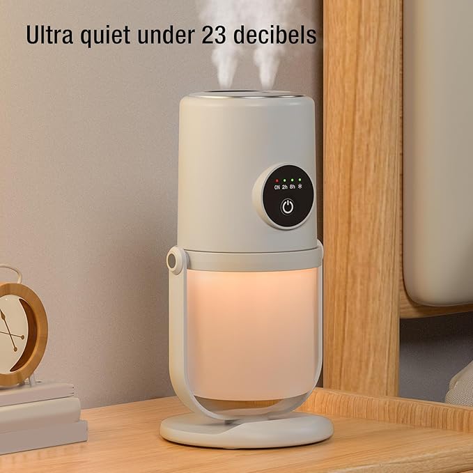 Portable Mini Humidifier, 300ML Cool Mist Humidifiers with Stand, Quiet USB Desktop Humidifier with 2 Mist Mode for Baby Bedroom Travel Office Home, Quiet Mini Humidifiers (White)