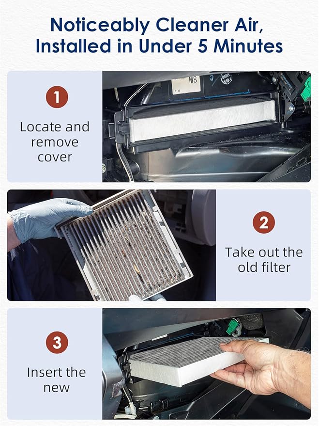 CF10134 Cabin Air Filter with Activated Carbon, Replacement for CP134 Honda & Acura Vehicles Civic CR-V Odyssey CSX ILX MDX RDX AT134, A/C Car Filter 3-Pack