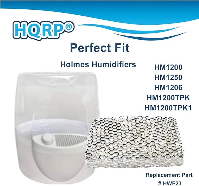 HQRP 2-Pack Wick Filter Compatible with Holmes HWF23CS / HWF23 Filter F Replacement fits HM1200, HM1250, HM1206, HM1200TPK, HM1200TPK1, Bionaire BCM1250 Humidifiers