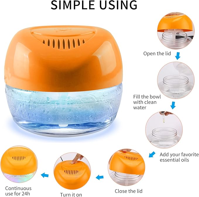 Water-Based Purifier Air Washer, Air Revitalizer & Freshener, Air Fresher with 7 LED Color Changing Light for Rooms (Blue)