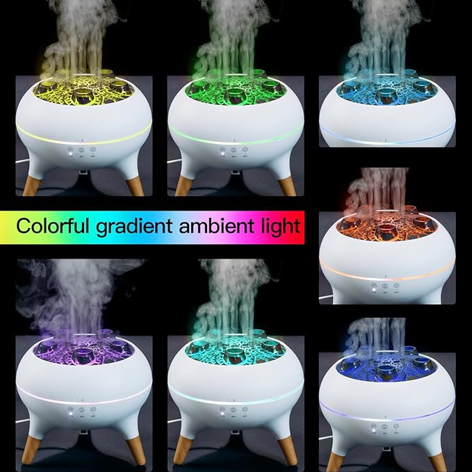 Essential Oil Diffuser 250ML,Jellyfish Diffuser Volcano Diffuser Air Humidifiers Dynamic Sound Pickup Ultrasonic Aromatherapy Remote Control 7-Color Lights for Home Bedroom Office Hotel(White)