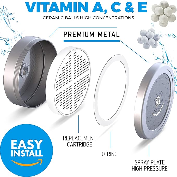 AquaHomeGroup Luxury Filtered Shower Head Set 20+3 Stage Shower Filter for Hard Water Removes Chlorine and Harmful Substances - Showerhead Filter High Output
