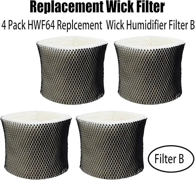 HWF64 Wicking Humidifier Filter B Replcement for Holmes HM1730 HM1745 HM1746 HM1750, for Bionaire Sunbeam SCM1745 SCM1746 Humidifiers Wick Filters, Part # HWF64 BWF64 BWF64CS (4 Pack)
