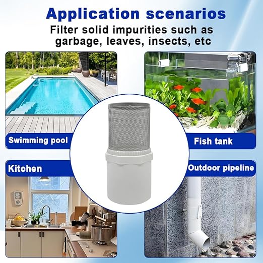 1" Stainless Steel Filter Cover Connected to 1 inch/DN25 PVC Water Pipe, Suction Strainers Used to Remove Debris and Reduce Solid Entry
