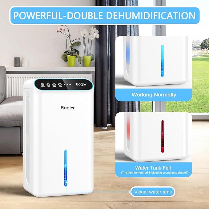 Dehumidifiers, Dehumidifier for Home (85 OZ, 800 sq.ft) Quiet Small Dehumidifier for Bedroom Bathroom Basement with Drain Hose, 3 Gear Timer, Sleep Mode, Auto Shut Off, 7 Color Ambient Light