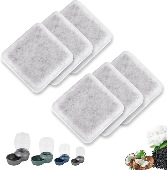 Pet Water Fountain Charcoal Replacement Filters Compatible with Petmate Replendish Mason Gravity Waterers, Automatic Cat Dog Water Bowl Dispenser Filters Replacement(6 Pack)