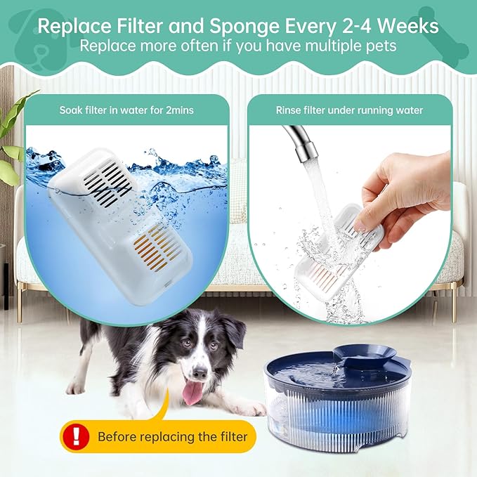12 Pack Replacement Filters for 169oz/5L Dog Fountain, Multiple Filtration Dog Water Fountain Filter, Pet Fountain Filter, Cat Water Fountain filter Replacement