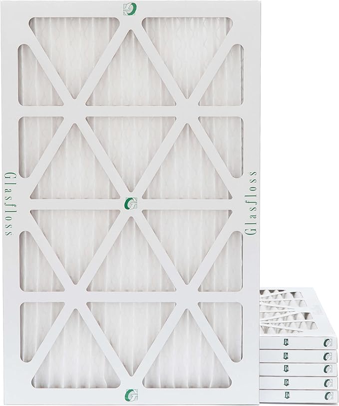 Glasfloss 18x25x1 MERV 10 (FPR 5-6) Pleated Air Filters Box of 6. Actual Size: 17-1/2 x 24-1/2 x 7/8