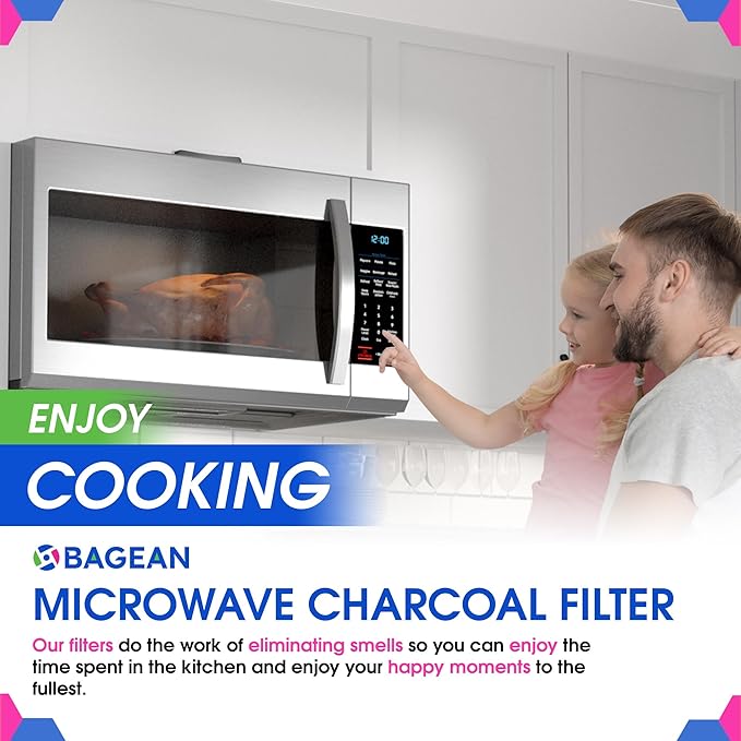 Cut-to-Fit Microwave Filter Replacement - 18” x 15” Activated Carbon Filter Fits Samsung GE LG Frigidaire Whirlpool and More - Charcoal Oven Vent Filters Removes Odors and Freshen Air (2 Pack)