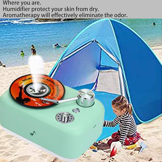 Mini Car Humidifier Cool Mist Humidifiers Sprayer for Bedroom Vehicle Travel Office Baby Portable 300 ML USB Personal Air Freshener with 7 Colorful LED Night Light and Auto Shut-Off
