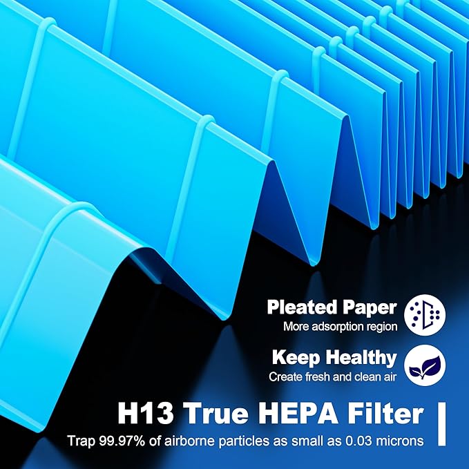 Vital 200S Smoke Remover Replacement Filter for LEVOIT Vital 200S and Vital 200S-P Air Purifier, True HEPA and High-Efficiency Activated Carbon Filter, Vital 200S-RF-SR (LRF-V201-BUS), 2 Pack, Blue