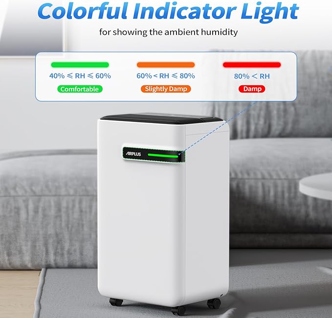 AIRPLUS Dehumidifier for Basement - 4,500 Sq. Ft. 70 Pints, Multifunctional Dehumidifier with Drain Hose & Auto Shut-Off Function, Powerful Dehumidifiers for Home(AP2103)