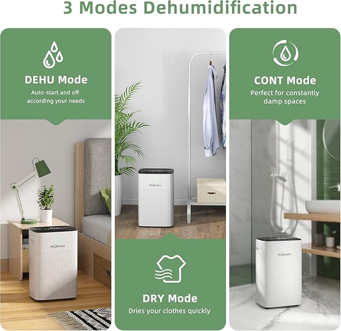 34 Pint Dehumidifiers for Home Basements, with 3 Working Modes, Overflow Protection, and Auto Shut off Restart. Ultra Silent Dehumidifier with Drain Hose, Intelligent Humidity Control