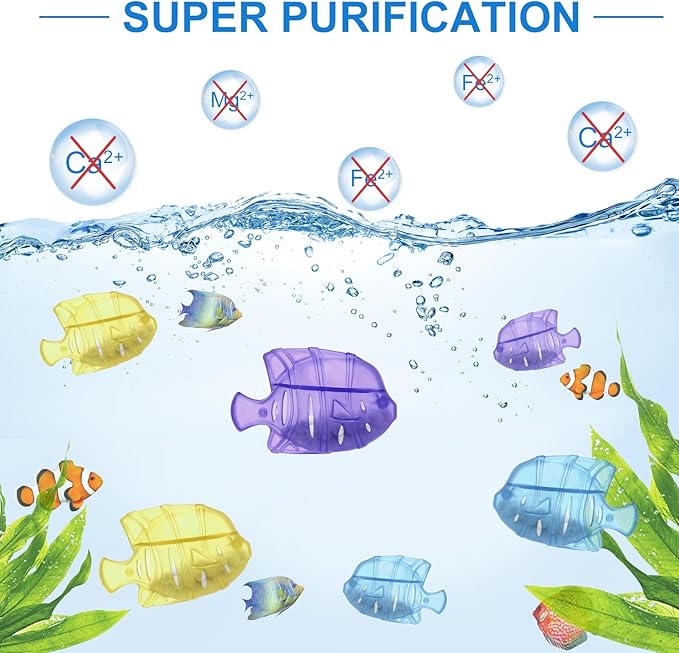 10PC Humidifier Cleaner Fish Universal Humidifier Tank Cleaner Works in All humidifiers and Fish Tanks Purifies Water, Prevent Hard Water Build-Up,Demineralization Cleaner(Blue Yellow Purple)