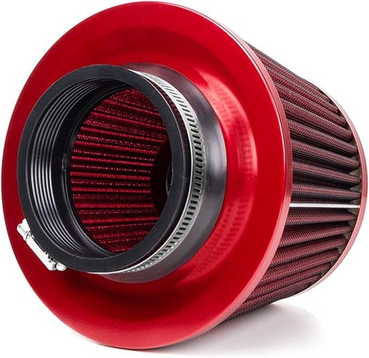 Universal Clamp-On Air Intake Filter, High Performance, Washable Filter, Replacement Air Filter, Flange Diameter 3.5inch/89mm (Red)