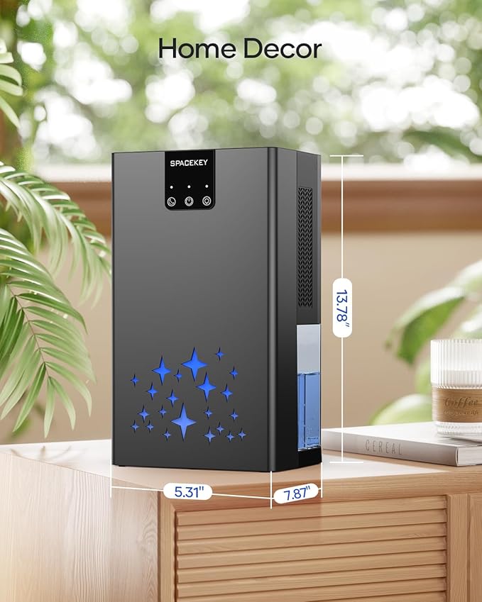 Dehumidifier, 95 OZ Water Tank Dehumidifiers for Home, 1000 sq. ft. Dehumidifier for Basement Bathroom Bedroom with Auto Shut Off, 7 Colors LED Light, Quiet Dehumidifiers with Sleep Mode, Black