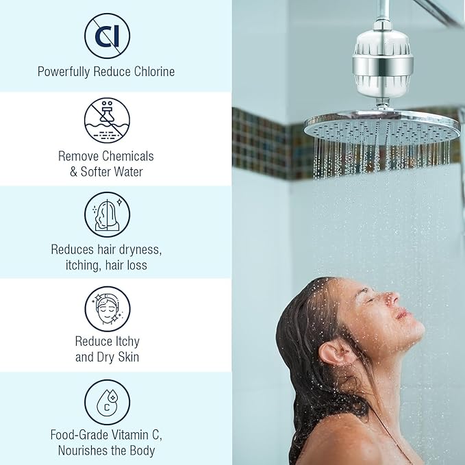 Long-Lasting Universal Shower Filter Replacement Cartridge–Fit Well-Known Shower Head Filters, Efficiently Remove Chlorine, Heavy Metals, Infused with Vitamin C Strawberry Scent （1 Pack）