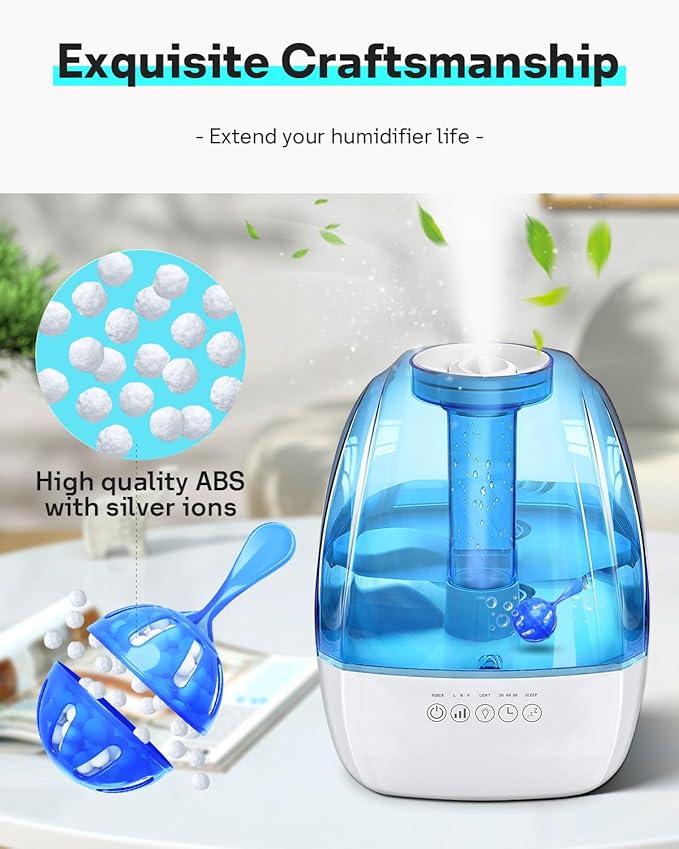 Leemone Humidifier Cleaner 6 Pack, Demineralization Cleaning Ball, Works in All humidifiers and Fish Tanks, Purifies Water, Prevents Hard Water Build-Up, Eliminates White Dust and Odor
