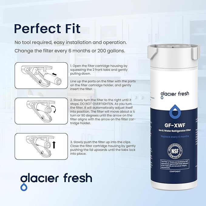 GLACIER FRESH XWF Replacement For GE XWF Refrigerator Water Filter Pack of 2 (Not XWFE)