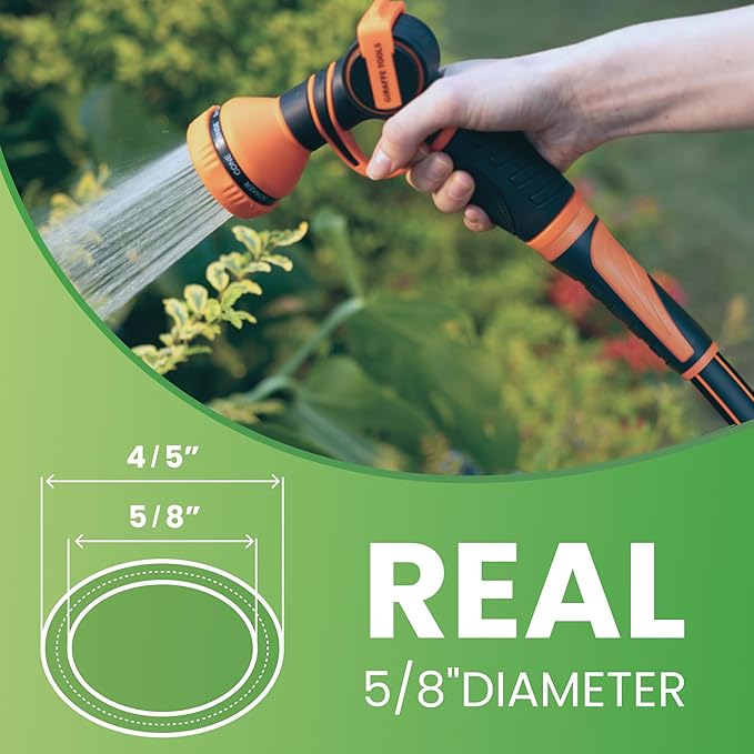 Giraffe Tools Garden Leader Hose 5ft x 5/8", Short Water Hose Heavy Duty, Flexible, Lightweight Hybrid Hose with Swivel Handle, Double Female Fittings, Burst 600 PSI