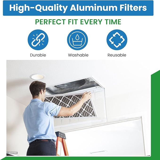 Filter Everything Washable Aluminum Air Filter – 16 x 20 x 1 7/8 – Permanent, Reusable HVAC Intake Filter – Heavy-Duty Expanded Aluminum Mesh – Pre-Filter for HEPA or Pleated Filters