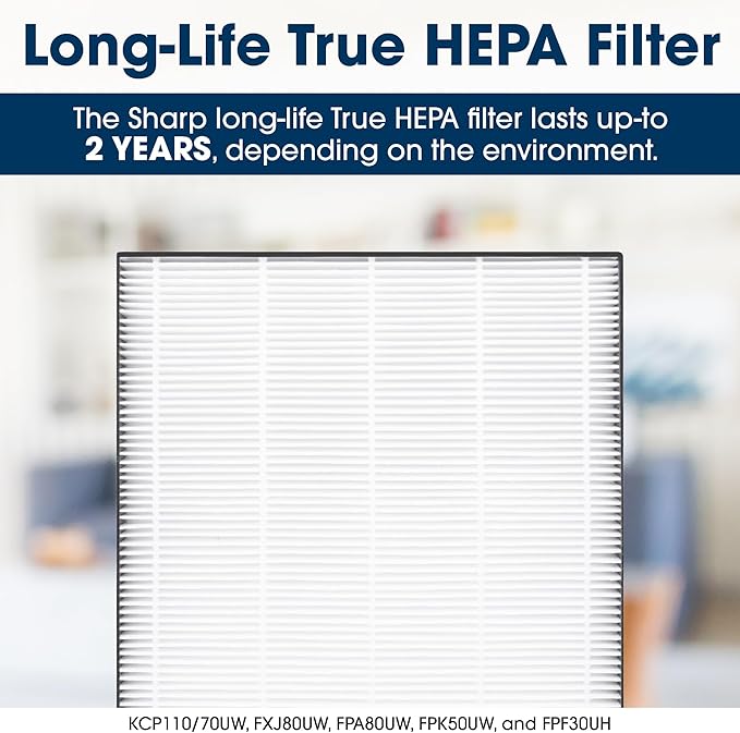 SHARP Air Purifier with True HEPA filter. Covers up to 690 sq. ft. for Small Rooms, such as Bedroom, Office or Dorm Room, for Dust, Smoke, and Pollen. FPF30UH