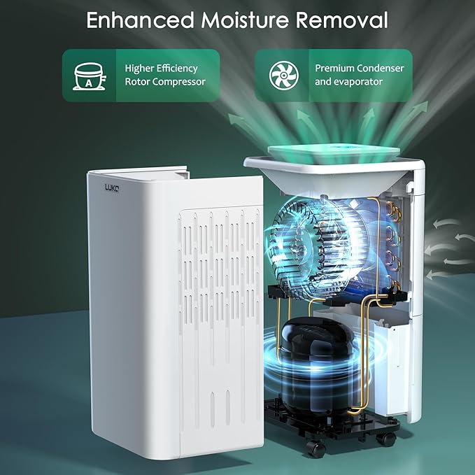 LUKO 2000 Sq. Ft Dehumidifiers for Large Room and Basements, 30 Pints Dehumidifier with Drain Hose, Auto or Manual Drainage, 0.528 Gallon Water Tank, Auto Defrost, Dry Clothes Function, 24H Timer