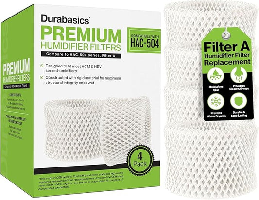 Durabasics 4 Pack of Premium Humidifier Filters Compatible with Honeywell Humidifier Filters HAC-504, HAC-504AW & Honeywell Filter A | Replacement for HCM 350 Filters & Cool Mist Humidifiers