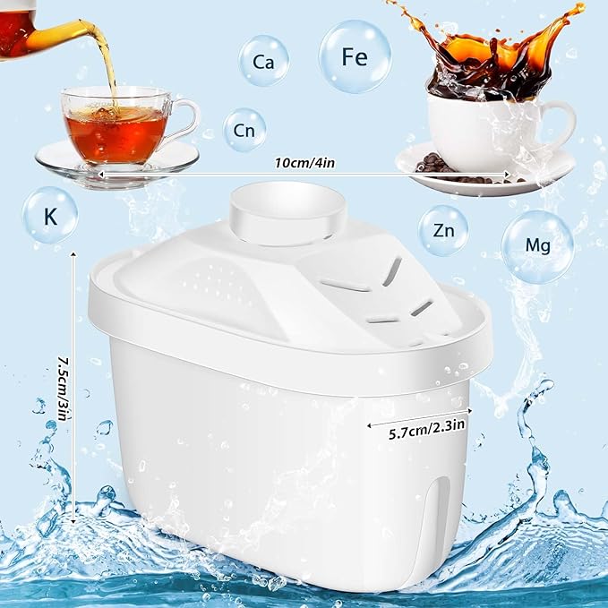 4 Pcs Alkaline Water Filter Replacement Alkaline Water Pitcher Replacement Cartridge for Healthy Drink, 7 Stage Filtration System to Purify