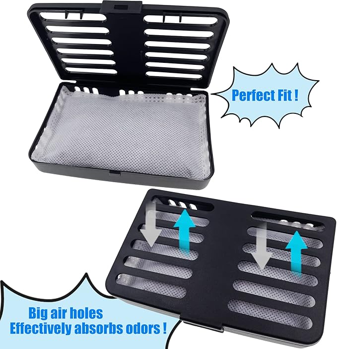 Trash Can Deodorizer Kit Stick-On Activated Carbon Odor Eliminator for Large Trash Cans, Indoor Kitchen Compost bins, Big Step or Touchless Sensor Garbage Cans (2 Black Kits)
