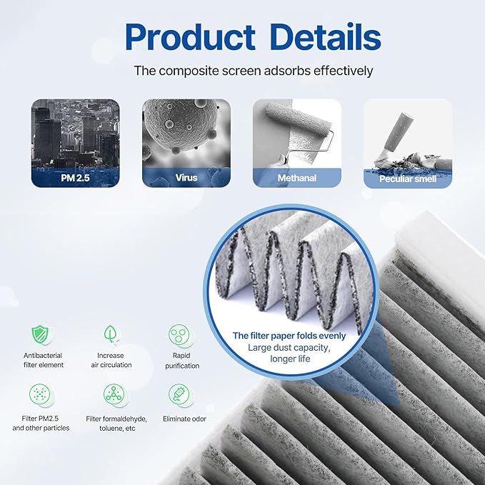 RUITO Cabin Air Filter, Fits 2017-20 Continental, 2015-22 Edge, 2013-20 Fusion, 2016-18 MKX, 2013-20 MKZ, 2019-23 Nautilus, 2019-20 SSV Plug-In Hybrid, Replacement for CF11775, CAF1908P, PC6286