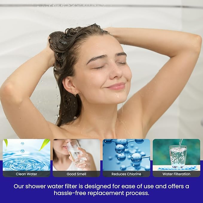 Crystal Quest Shower Filter Replacement Cartridge - Removes Chlorine and Contaminants for Cleaner Water - Durable BPA-Free - Built in the USA - Fits Crystal Quest Shower Filters [Pack of 6]